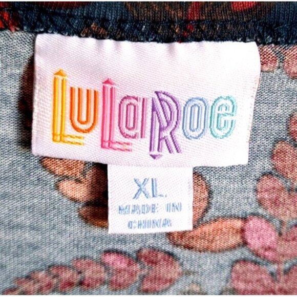 LuLaRoe Women's XL Multicolor Leaf Print Short Sleeve Scoop Neck Tunic - Picture 2 of 5